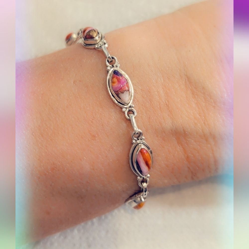 Spiny Oyster Turquoise 925 Sterling Silver Bracelet